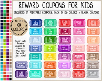 sale reward coupon clipart printable reward ticket rainbow etsy