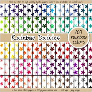100 seamless floral digital paper daisy clipart spring pattern colored flower scrapbook pretty background 12x12 pastel neutral bright dark