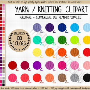 SALE 100 YARN BALL clipart wool clipart yarn sticker knitting icon knitting sticker sewing clipart skein icon rainbow printable Erin Condren