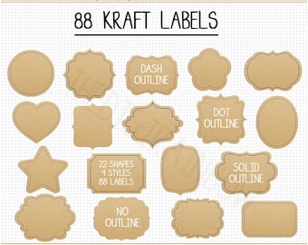 SALE Printable Kraft paper label clipart digital cardboard label Wedding label Christmas kraft gift tag heart label printable school sticker