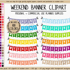 VERKOOP 100 WEEKEND planner stickers heldere weekend sticker afdrukbare weekend stickers weekend banner regenboog planner cliparts Erin Condren