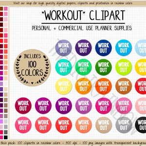 Verkauf 100 WORKOUT Sticker Gewicht Verlust druckbare Aufkleber Übung Fitness Aufkleber Regenbogen Erin Condren Aufkleber Kommerzielle Clipart