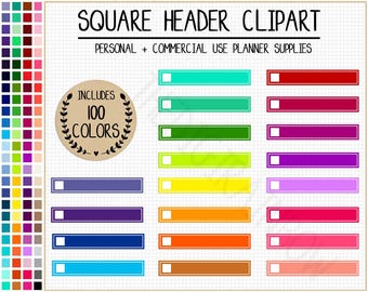 SALE 100 BOX HEADER planner stickers rainbow header clipart bright header sticker functional planner sticker Erin Condren printable sticker