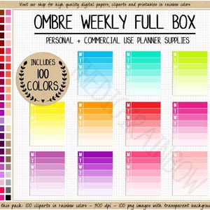 REA 100 VECKOLÄNGD full box planerare clipart tom veckolista full box uppgift full box att göra-lista total lista spårningslista ljus plannerklistermärke