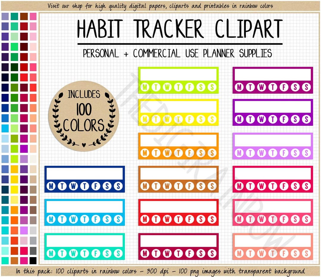 Sale 100 WEEKLY HABIT TRACKER Planner Sticker Week Printable Planner ...