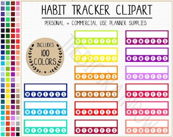 Sale 100 WEEKLY HABIT TRACKER planner sticker week printable planner stickers weekly stickers Erin Condren tracker Happy Planner clipart