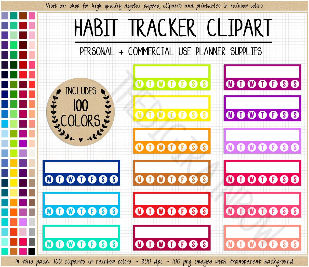 Sale 100 WEEKLY HABIT TRACKER Planner Sticker Week Printable Planner ...