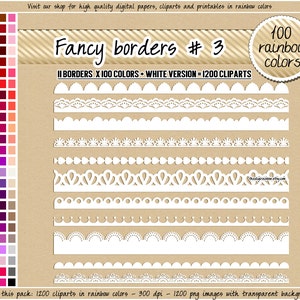 SALE 1200 lace borders scalloped borders digital scrapbooking border pretty lace heart star flower banner clipart 100 color digital element