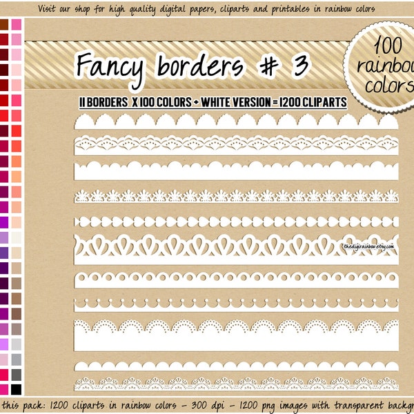 VENTE 1200 bordures festonnées bordures de scrapbooking numérique jolie dentelle coeur étoile fleur bannière clipart 100 élément numérique couleur