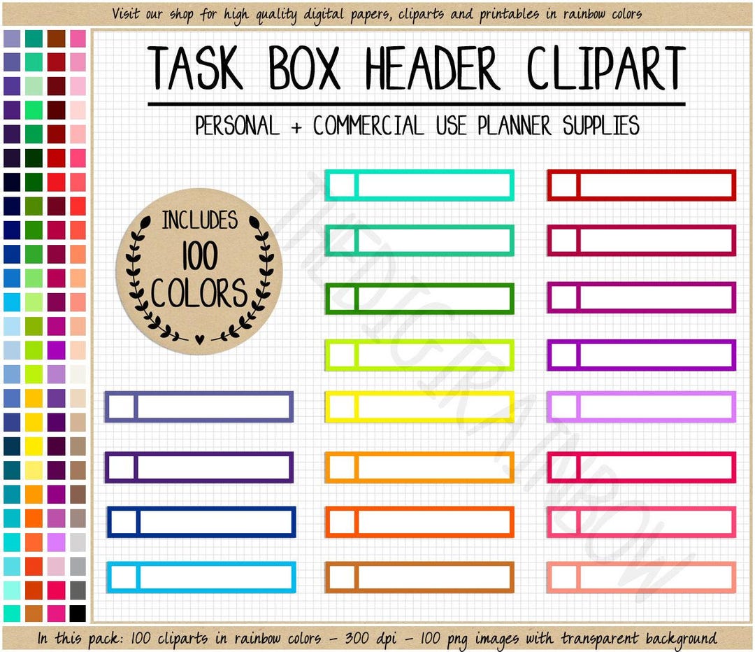 SALE 100 TASK HEADER Stickers Bright Headers Printable Header Planner ...