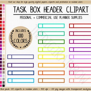 SALE 100 TASK HEADER stickers bright headers printable header planner stickers Erin Condren Happy Planner Commercial use planner clipart