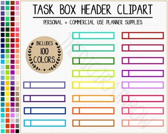 SALE 100 TASK HEADER stickers bright headers printable header planner stickers Erin Condren Happy Planner Commercial use planner clipart