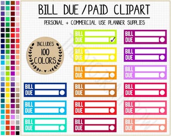 VENTA 100 FACTURA A PAGAR Cuarto de dólar Planificador Pegatinas Dinero Pegatinas imprimibles Planificador Erin Condren Mambi Happy Planner Clipart de uso comercial