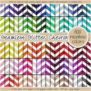 SALE 100 Seamless Glitter digital paper rainbow chevron pattern printable luxury scrapbook background metallic rose gold silver copper color
