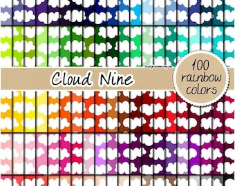 100 cloud digital paper rainbow sky digital paper popcorn digital paper weather clipart cloud pattern 12x12 pastel bright neutral dark