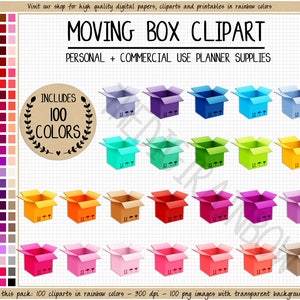SALE 100 HANDYSCHACHTEL Cliparts Karton Box Planer Sticker Versandkarton Sticker Reinigung Sticker Box Icon Reinigung Clipart Regenbogen Sticker