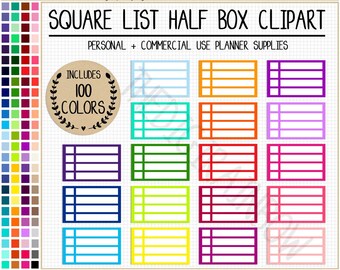 SALE 100 checklist half box clipart list half box planner sticker checklist sticker bright sticker Erin Condren half box sticker clipart