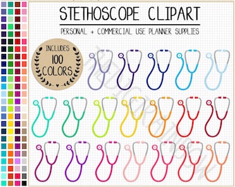 SALE 100 STETHOSCOPE clipart doctor appointment sticker printable stethoscope sticker medicine clipart health planner sticker prescription