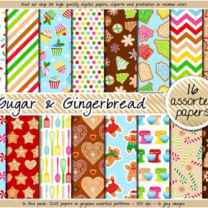 VERKOOP Peperkoek digitaal papier naadloos kerst digitaal papier kerstpatroon suikerkoekje clipart afdrukbaar recept cupcake achtergrond
