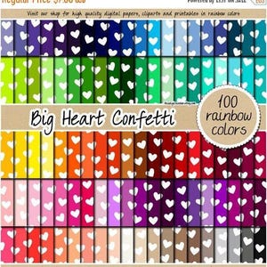 100 seamless heart confetti digital paper rainbow scattered heart pattern love background valentine's day pattern pastel neutral bright dark