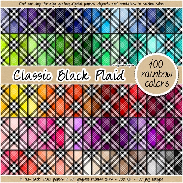 100 plaid digital paper seamless rainbow fabric digital paper plaid pattern tartan digital paper scottish background pastel neutral bright