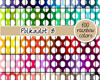 100 large polka dot digital paper seamless big polkadot background printable rainbow scrapbook pattern pastel neutral dark commercial use