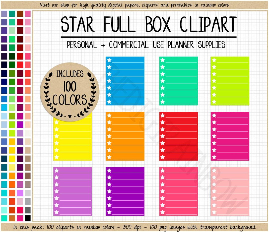 SALE 100 Lined Full Box Planner Stickers With Checklist Rainbow Planner ...