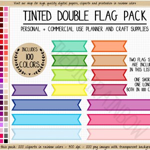 200 TINTED DUBBELE VLAG sticker afdrukbare stro vlag sticker regenboog planner bladwijzer getinte sticker Erin Condren Bullet Journal sticker