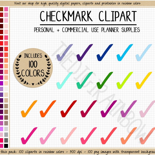 SALE 100 CHECKMARK stickers checkmark clipart done icon clipart rainbow checkmark icon school sticker pretty stickers planner graphics ECLP