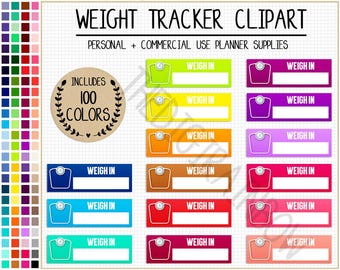 SALE 100 WEIGHT TRACKER clipart bathroom scale health digital planner sticker weight loss printable weight tracker diet journal fitness goal