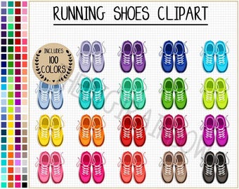 100 RUNNING SHOES clipart training sneakers digital sticker athletic trainers sports clipart marathon printable fitness workout planner