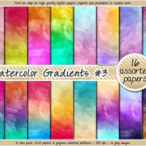 VERKOOP aquarel digitaal papier regenboog kleurovergang digitale papier penseelstreek clipart ombre aquarel print pastel aquarel achtergrond 12 x 12
