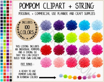 Custom Glitter and Glam Pom Pom Digital Clip Art (Download Now) - Etsy