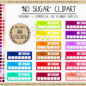 セール 100 砂糖なし クリップアート 砂糖なし ダイエット クリーンな食事 デジタルステッカー 減量目標 フィットネス ワークアウト ジャンクフードなし トラッカー 健康的なライフスタイル
