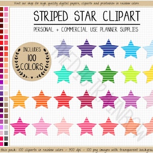 SALE 100 STAR clipart rainbow star stickers star icon star planner stickers colorful stars Erin Condren printable star Happy Planner sticker