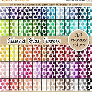 100 farbige Blumen digitales Papier digitales Papier mit Stern Muster Regenbogen Scrapbook Papiere 12x12 pastel hell dunkel