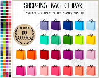 SALE 100 SHOPPING BAG clipart shopping bag planner stickers rainbow shopping stickers fashion clipart gift bag clipart Erin Condren stickers