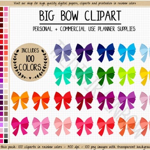 SALE 100 BOW clipart bow sticker rainbow printable bow planner sticker ribbon clipart ribbon stickers sewing clipart cute fashion sticker