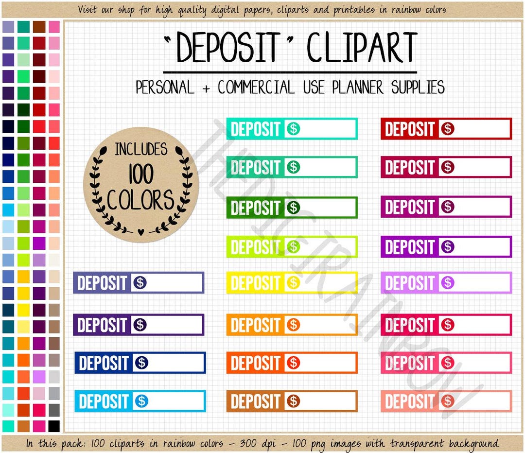 SALE 100 DEPOSITS Digital Sticker Money Tracker Finances Clipart Erin ...