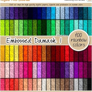 VERKOOP 100 reliëf damast digitaal papier reliëf scrapbooking papier reliëf damast patroon regenboog digitaal papier 12 x 12 pastel neutraal helder
