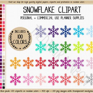 SALE 100 SNOWFLAKE clipart snowflake stickers christmas clipart winter graphics rainbow planner stickers christmas stickers frozen printable image 1