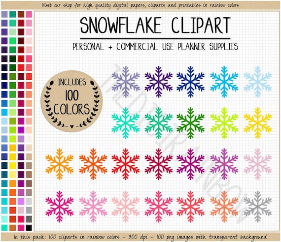 SALE 100 SNOWFLAKE clipart snowflake stickers christmas clipart winter graphics rainbow planner stickers christmas stickers frozen printable
