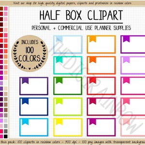 SALE 100 OUTLINED HALBE Box Aufkleber Flagge druckbare digitale Aufkleber Regenbogen einfache Box Aufkleber süße Erin Condren Goodnotes kommerzielle Clipart