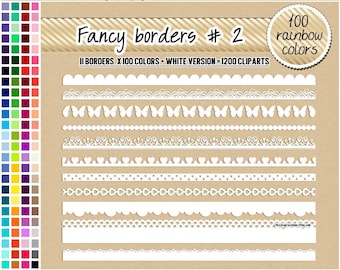 SALE 1200 digital borders clipart lace trim clipart heart garland border clipart banner clipart for invitations pastel bright dark neutral
