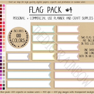 SALE 200 OUTLINED FLAG Clipart Regenbogen Flagge Aufkleber Lesezeichen druckbare Banner Aufkleber Stroh Flagge Clipart Cupcake Topper Erin Condren