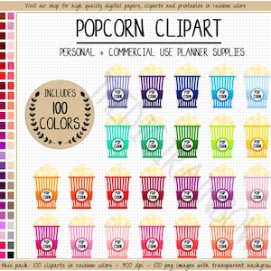 SALE 100 POPCORN clipart movie theater clipart popcorn stickers cinema clipart movie stickers popcorn bucket bright stickers Erin Condren