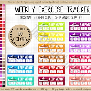 VERKOOP 100 TRAINING wekelijkse tracker fitness digitale planner sticker crossfit sportschool sport vak dagelijks gewichtsverlies clipart gezondheid afdrukbare sticker
