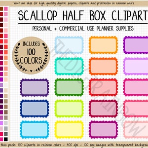 VERKOOP 100 sint-jakobsschelpen halve doos stickers lege halve doos afdrukbare planner stickers regenboog halve doos heldere Erin Condren planner Goodnotes stickers