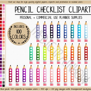 SALE 100 BLEISTIFT Checkliste Clipart Schule digitale Planer Aufkleber Schule Planer Bleistift Checkbox Liste Kinder Aufkleber Schule