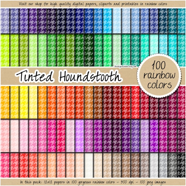 100 tinted houndstooth digital paper rainbow digital paper seamless digital paper hounds tooth pattern pastel clipart neutral dark